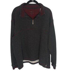 Sun River Sweater Mens Large Gray Quarter Zip Mock Neck Fleece Knit Pullover